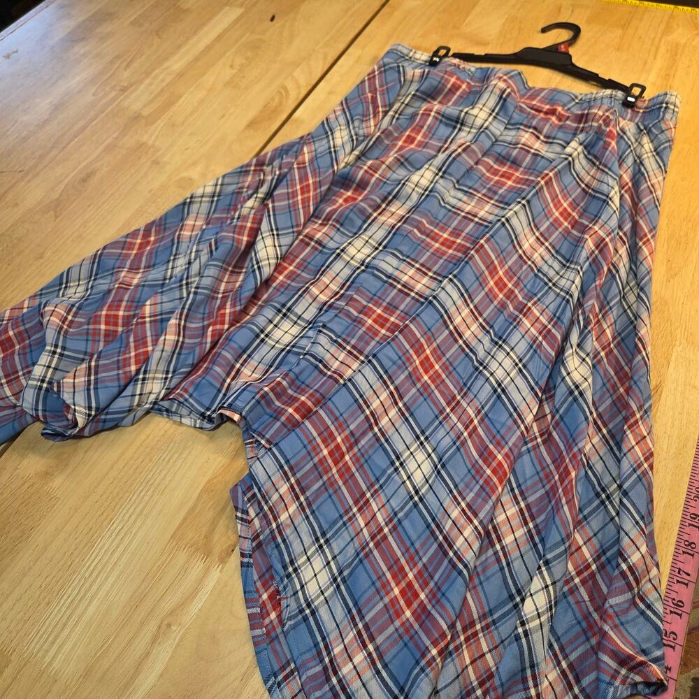 Est. 1946 Cato's Elastic Waist Tissue Hem Red White Blue Plaid Thin Flowy Large